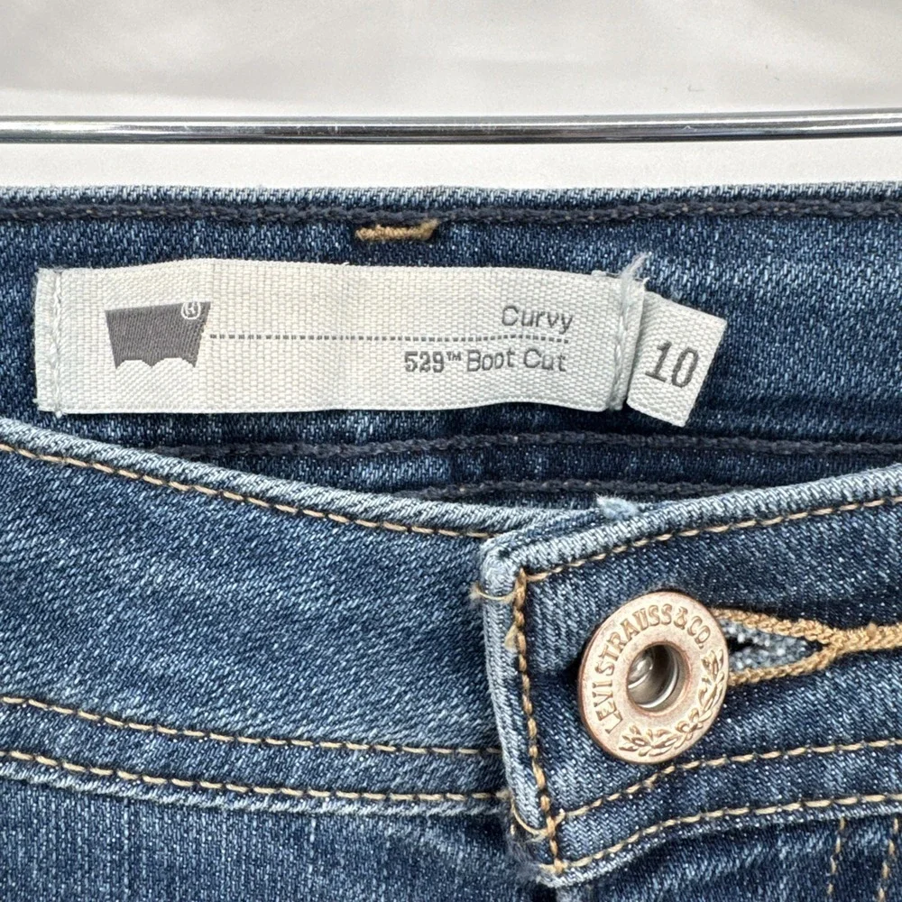 Levis 529 Curvy Bootcut Jeans Womens 10 30/32 Blue Light‎ Wash Stretch Y2K